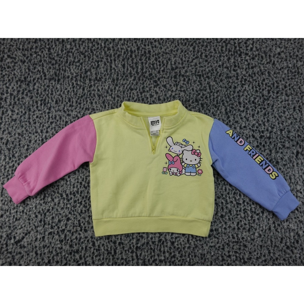Hello‎ Kitty and Friends Quarter Zip Sweatshirt Kids Size 3 Yellow Good Sanrio
